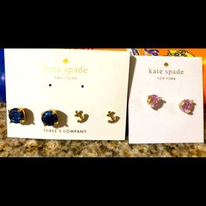 Kate Spade Pink, Blue and Anchor Earring Bundle